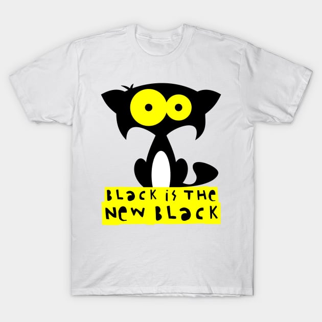 Funny black cat  – Black is the new black (Bartok) T-Shirt by LiveForever